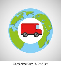 globe world red delivery van logistic vector illustration eps 10