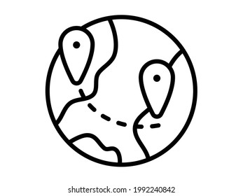 globe world single isolated icon with outline style