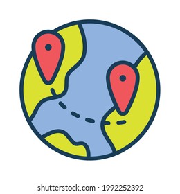 globe world single isolated icon with filled line style