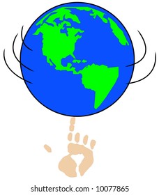 globe or world spinning on pointed finger - concept in control - vector