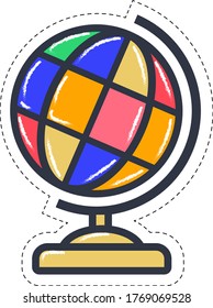 Ilustración del vector de pegatinas en el mundo del globo