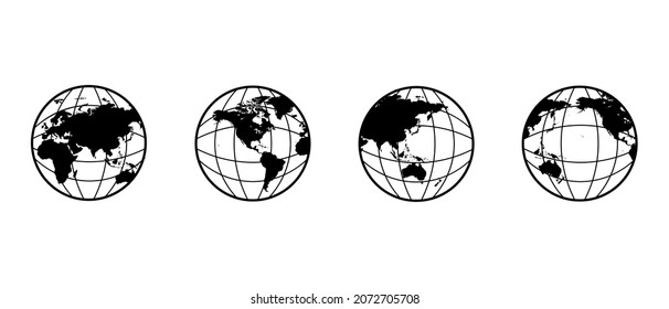 Weltweltsymbole für globale Vektorsymbole. Globe-Planetenkarte