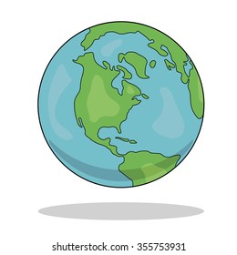 globe of the world vector illustration on white background with shadow