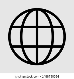 Globe, World Vector Thin Icon. Linear UI style. Icon or Web design and Mobile App. One icon from the outline set in Pixel Perfect style. Editable vector stroke. 64x64 Pixel Perfect, 2 px outline