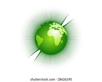 Globe of the World with wave line background