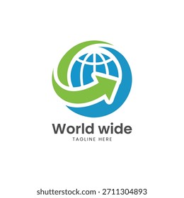 Globe world wide web sphere communication network technology symbol Vector logo template