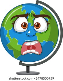 A globe with a worried expression