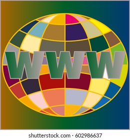 Globe WWW. SEO and browser development symbol.