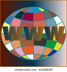 Globe WWW. SEO and browser development symbol.