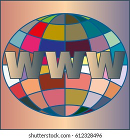 Globe WWW. SEO and browser development symbol.