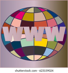 Globe WWW. SEO and browser development symbol.