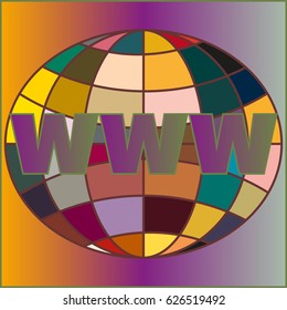 Globe WWW. SEO and browser development symbol.