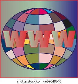 Globe WWW. A SEO and browser development symbol.