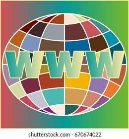 Globe WWW. SEO and browser development symbol.