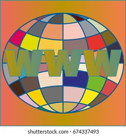 Globe WWW. SEO and browser development symbol.