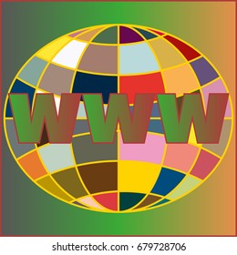 Globe WWW. SEO and browser development symbol.