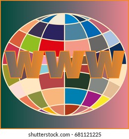 Globe WWW. SEO and browser development symbol.