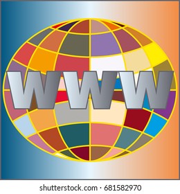 Globe WWW. SEO and browser development symbol.