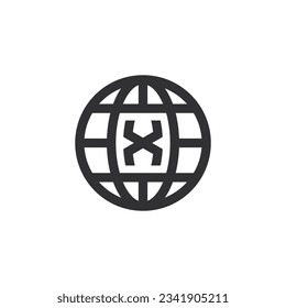 Globe X logo design illustration vector template