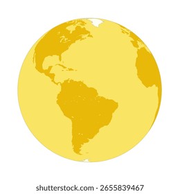 Globo em cor amarela Focado no continente americano, ilustração vetorial isolado no fundo branco, eps