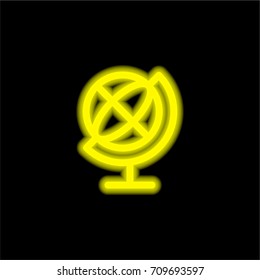 Globe yellow glowing neon ui ux icon. Glowing sign logo vector