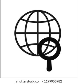globe and zoom vector icon