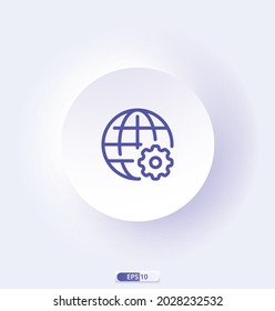 globe_settings icon. Search Engine Optimization icons. Data organization and Development. Thin-line web icon collection. vector illustration