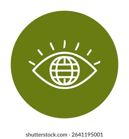Globeeyed foresight seeing the world anew. Icon symbol illustration