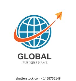 globe,global business,network connected logo icon vector