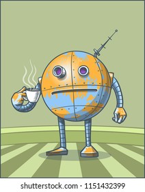 The globe-robot. Robotic globe.