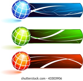 Globes with Banners Original Vector Illustration Banners