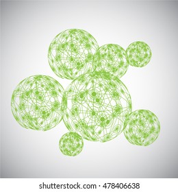 Globes of connection on a grey background, vector illustration