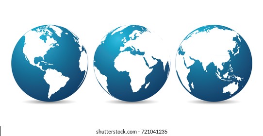 Globes Continents Vector Stock Vector (Royalty Free) 721041235