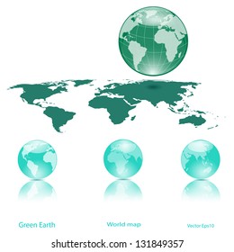 Globes Of Earth And Lanmass Isolated on White,Ecology concept