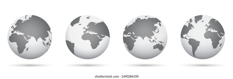 Globes of earth. World map. Vector illustration