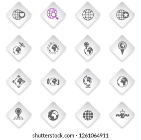 globes flat rhombus web icons for user interface design
