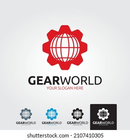 Globes and gears vector icons,logo design template