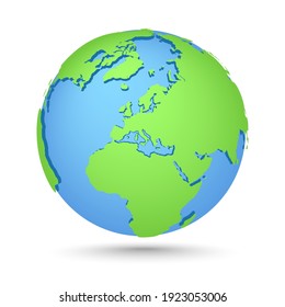 Globes icon. World map. Planet with continents Africa, Asia, Australia, Europe, North America and South America, Antarctica