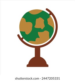 Globes illustration Image. Brown and Green Color theme vector EPS editable file. Minimal flat of white background.