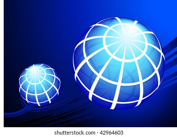 Globes on blue background Original Vector Illustration