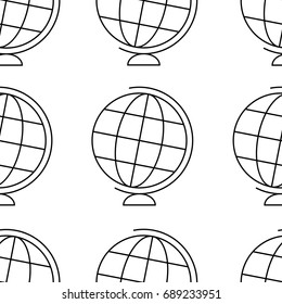globes on a white background, simple seamless pattern. Vector illustration.