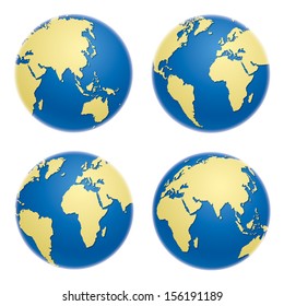 Globes, realistic vector illustration