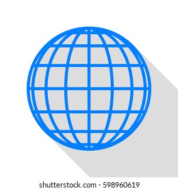 Globes sign illustration. Vector. Azure icon with flat style shadow path on white background.