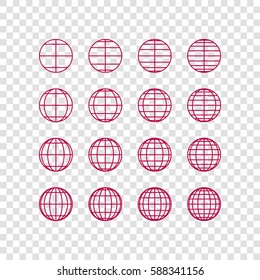 Globes signs illustration. Vector. Bordo icon on transparent background.