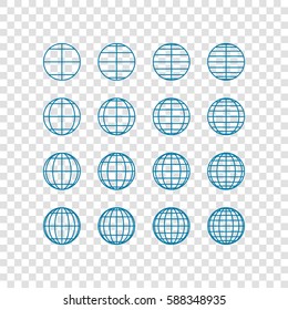 Globes signs illustration. Vector. Cerulean icon on transparent background.