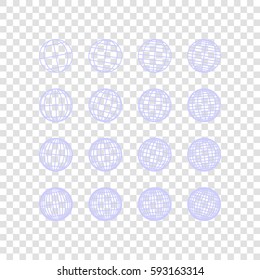 Globes signs illustration. Vector. Periwinkle icon on transparent background.