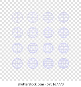Globes signs illustration. Vector. Periwinkle icon on transparent background.