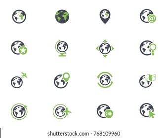 globes simple vector icons in two colors