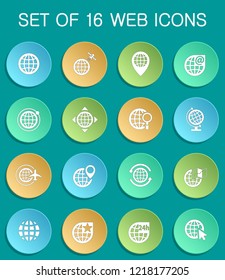 globes web icons on colorful round buttons