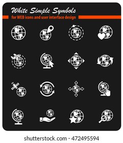 globes white simply symbols for web icons and user interface design